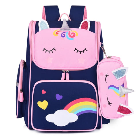 Image of Mochila Escolar de Niña Modelo Unicornio 3D Kawaii