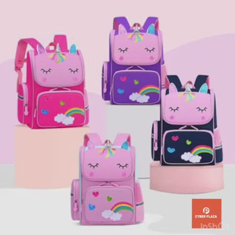 Image of Mochila Escolar de Niña Modelo Unicornio 3D Kawaii