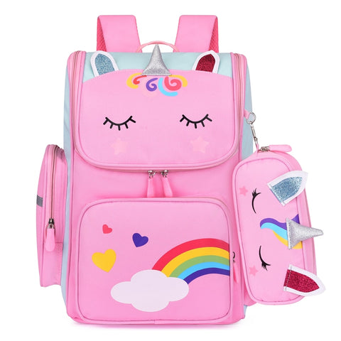 Image of Mochila Escolar de Niña Modelo Unicornio 3D Kawaii