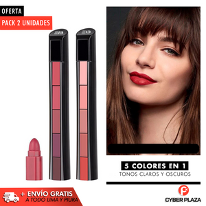 Labial Lipstick 5 en 1 - Pack de 2